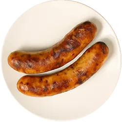 Hausgemachte Hähnchenwürstchen mit Käse (Grill)